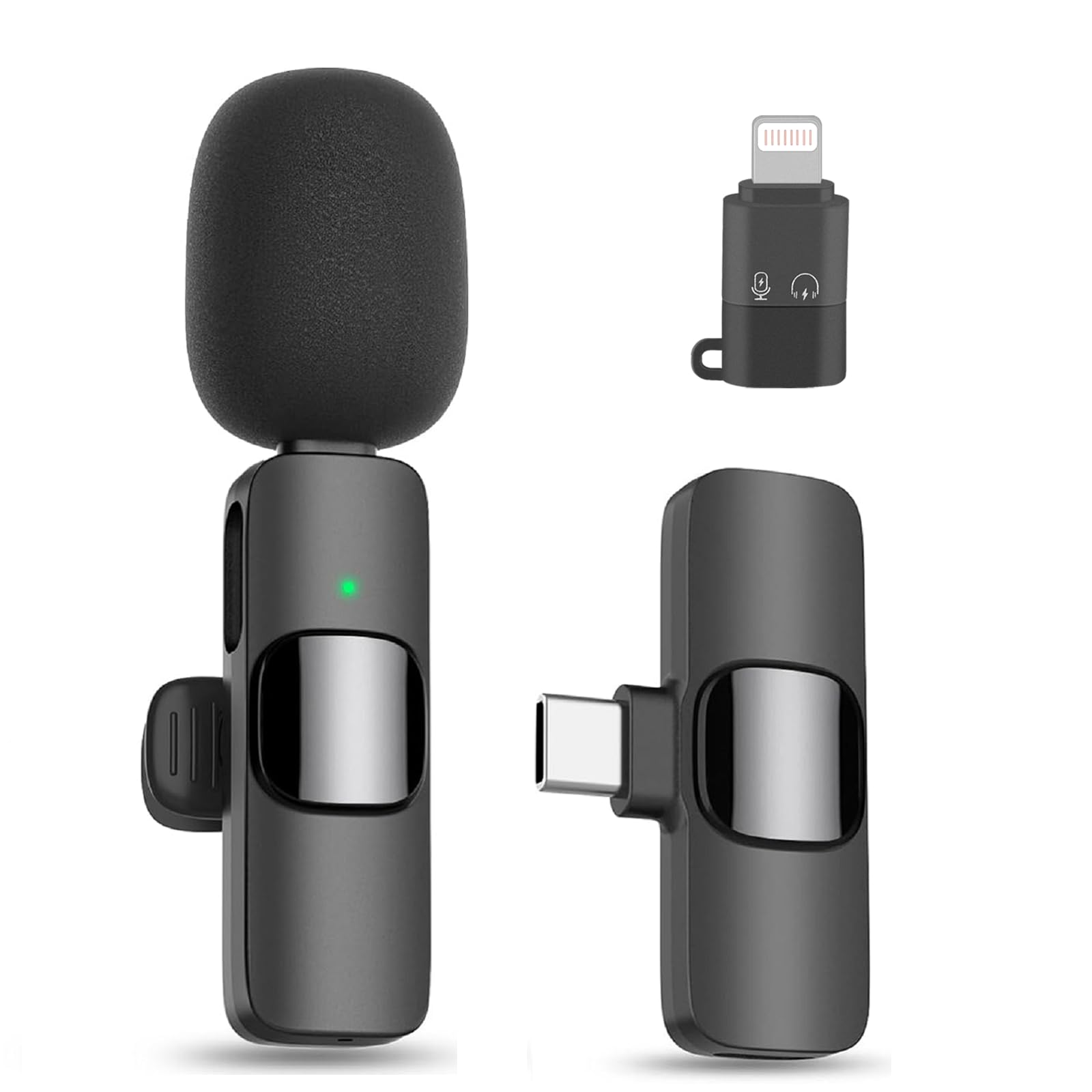 Alles Gute Microfono Wireless per iPhone Androide (Tipo c), Mini Microfono Lavalier Wireless per Podcast Video, PC, Laptop,Vlog,YouTube/TikTok (iOS&USB-C/1 Mic)