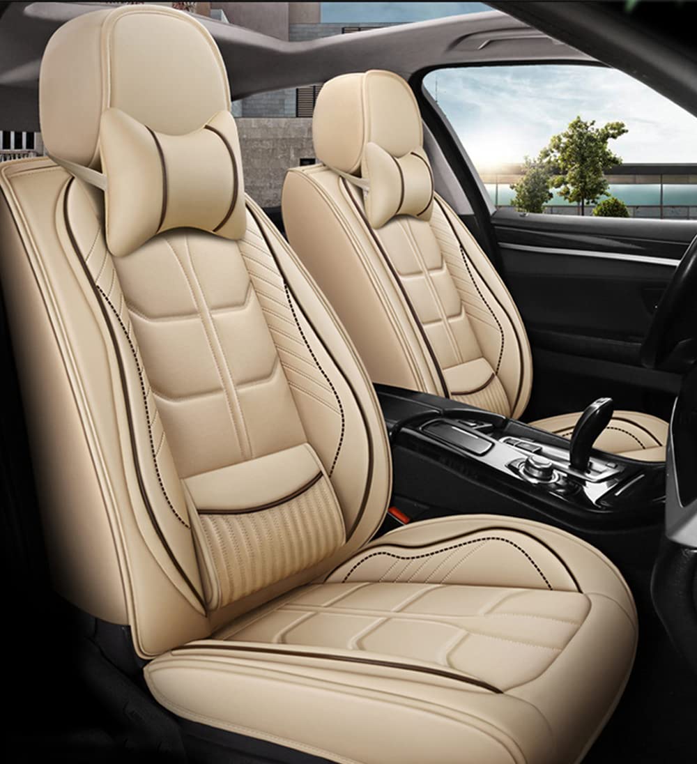 Housse de siège auto pour Lexus RX450H RX 450H RX450 RX 450 2007-2024 Kit complet 2 sièges Utilisation toutes saisons Housse de siège en cuir Beige