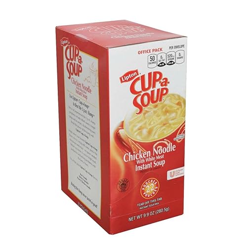 Lipton Cup-a-Soup - Sopa instantánea de fideos de pollo - 22 sobres por caja, 4 cajas por caja