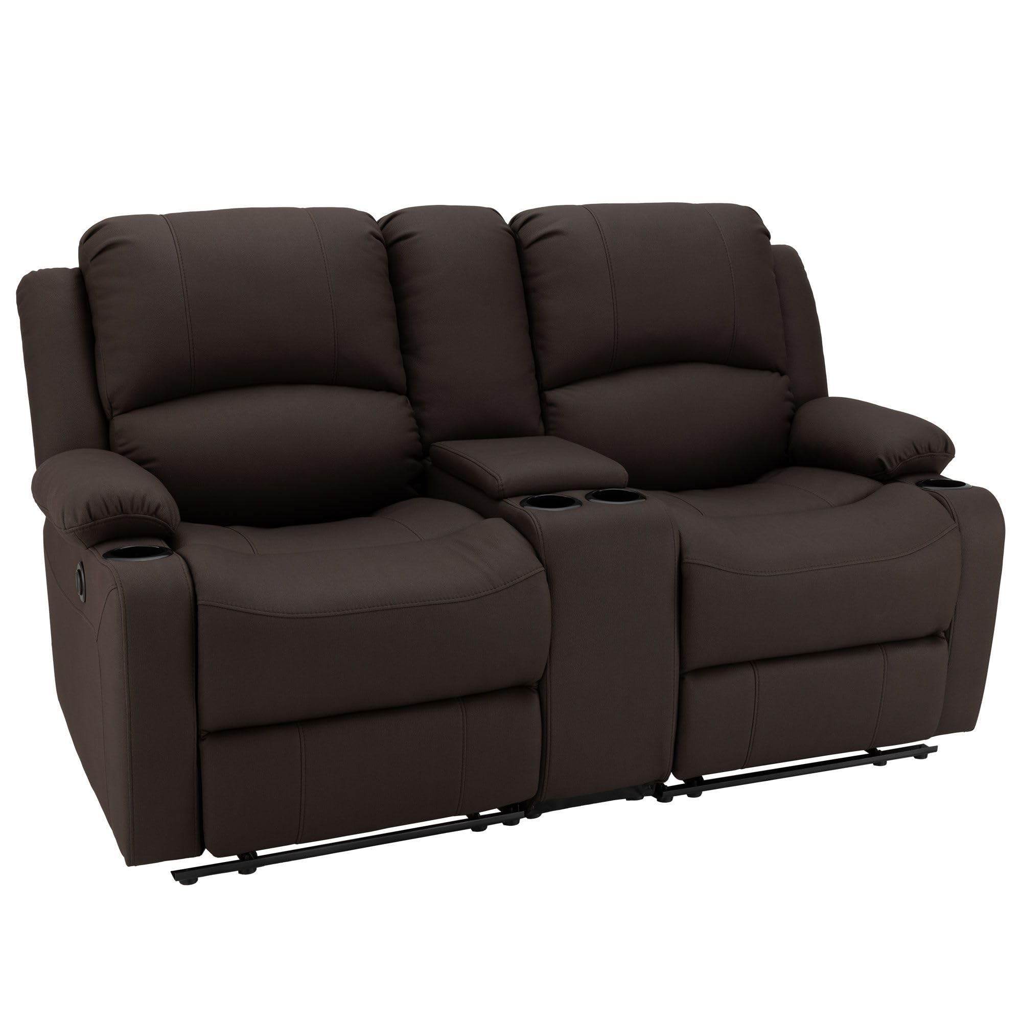 68" Wall Hugger Reclining | RV Theater Seats | Double Recliner RV Sofa & Console | RV Couch | RV Theater Seating | RV Furniture (Manual, Chocolate)