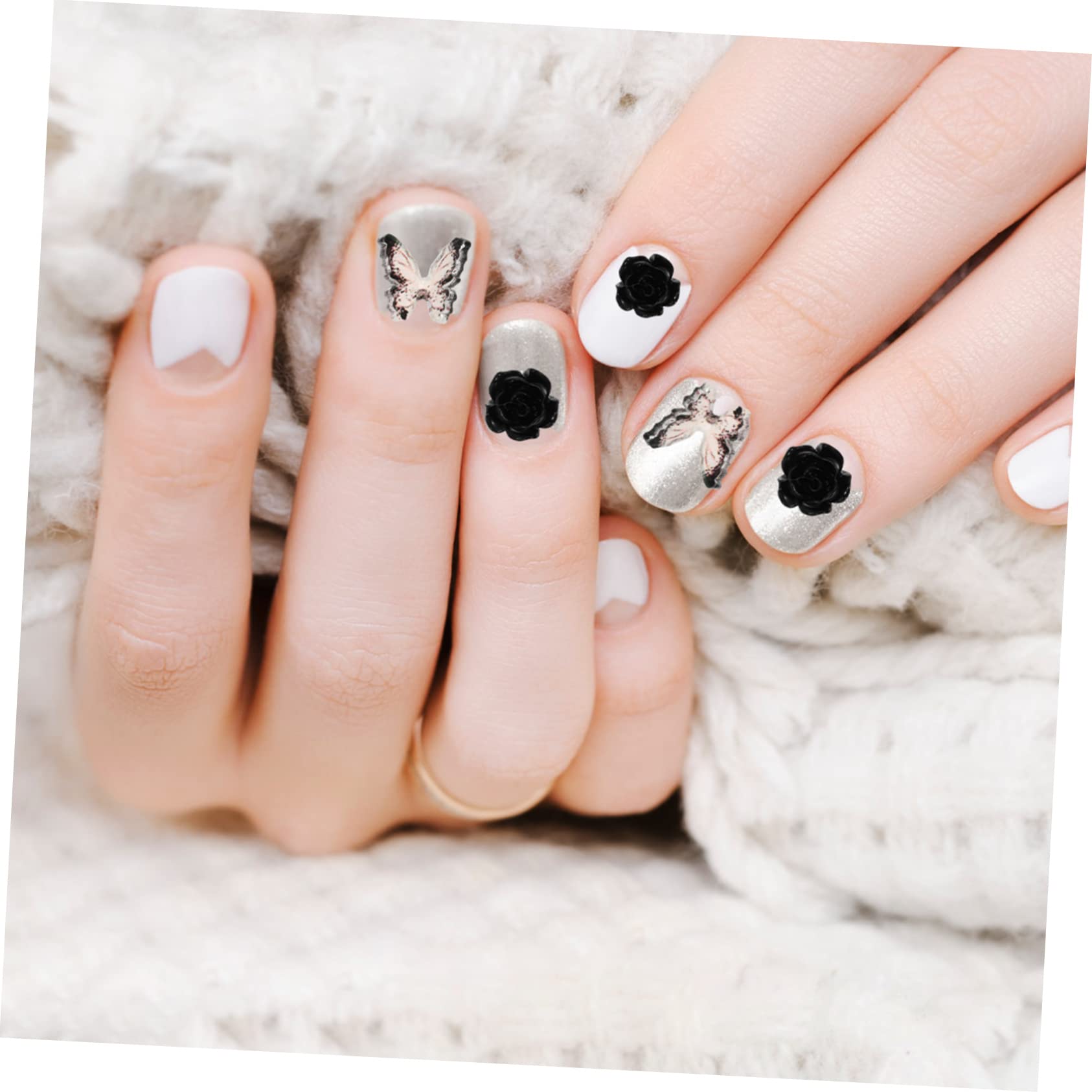 WOONEKY 20 Cajas Diamante De Uñas Oscuro Encantos De Uñas Decoraciones De Uñas Para Nail Art Accesorio De Bricolaje De Arte De Uñas Adornos De Del Arte De Uñas Clavos Resina