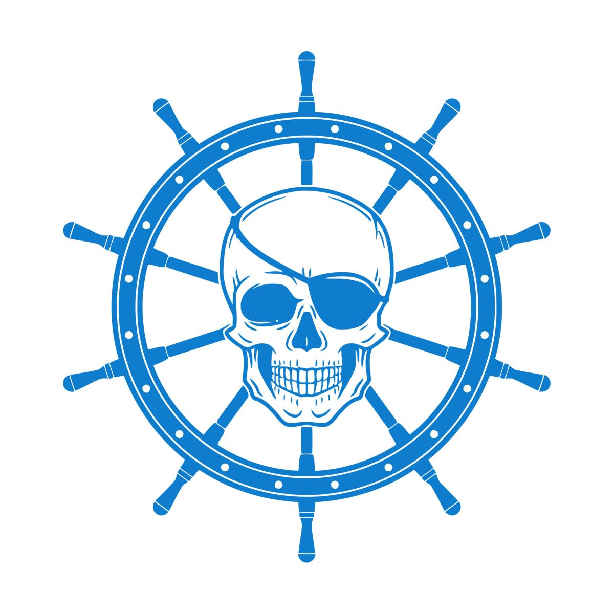 Pirate Skull Wall Decal Ship Wheel Nursery Decor Nautical Vinyl Sticker Child Room Anime Self Adhesive Wallpaper Extra Large - 60x62cm