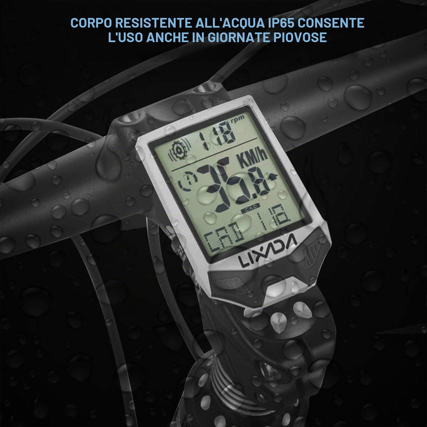 Cardiofrequenzimetro Cadenza, Computer Wireless da Ciclismo con sensore di frequenza cardiaca Ciclocomputer Multifunzionale Antipioggia con retroilluminazione LCD(White)