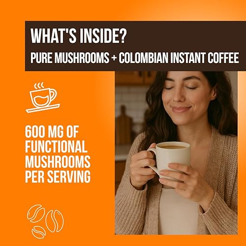 Miniatura 7 de PureShrooms Café orgánico de champiñones, tostado medio, melena de león orgánica, reishi y Cordyceps, alternativa sustitutiva del café, suplemento