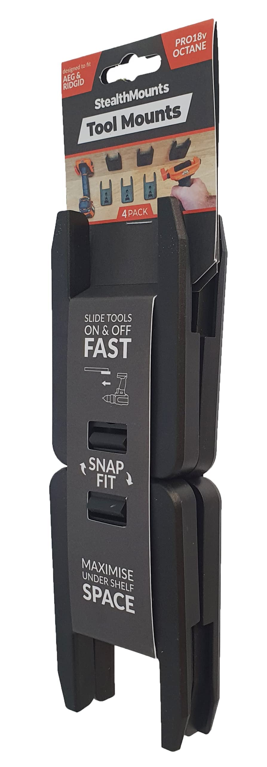 StealthMounts Tool Holder Compatible with Ridgid 18V (4 Pack) - Black Locking Tool Mounts | Made in the UK — Amazon image 6