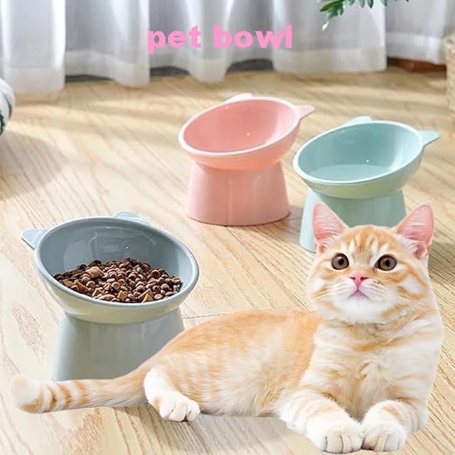 Foto 2 de 7 de UQMIQURA 3 Piezas Comederos para Gatos, Comedero Elevado, Comedero para Gato Elevado 15° de Inclinación