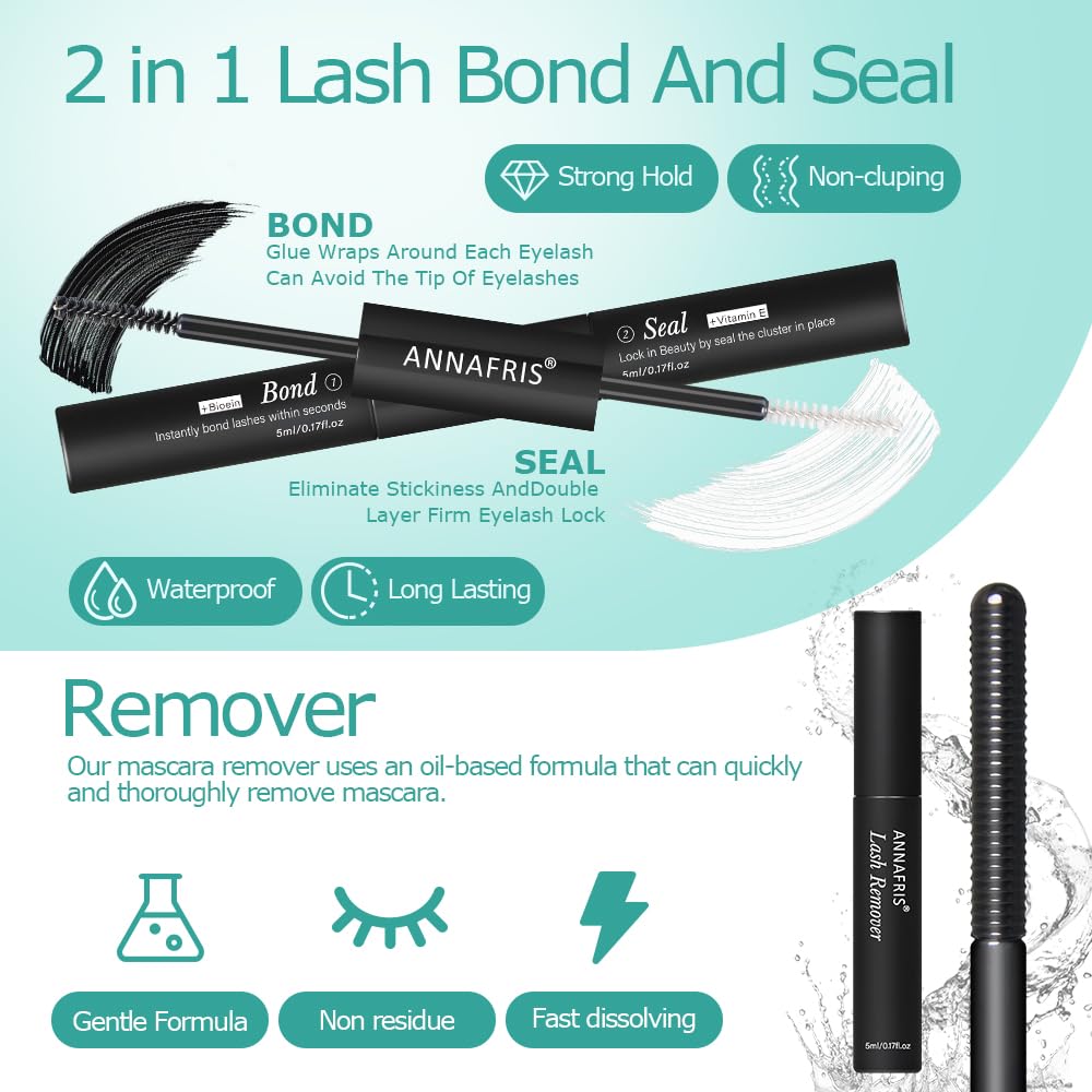 ANNAFRIS Ciglia Finte Ciuffetti Kit 8-16mm Naturali DIY Extension Ciglia Cluster Lashes con Pinze e Colla(CS,JS09)