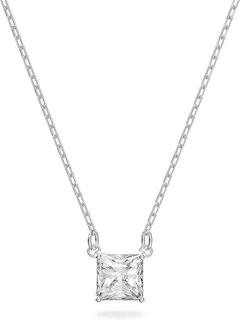 Swarovski Naszyjnik Attract, Szlif kwadratowy, Biały, Powłoka z rodu