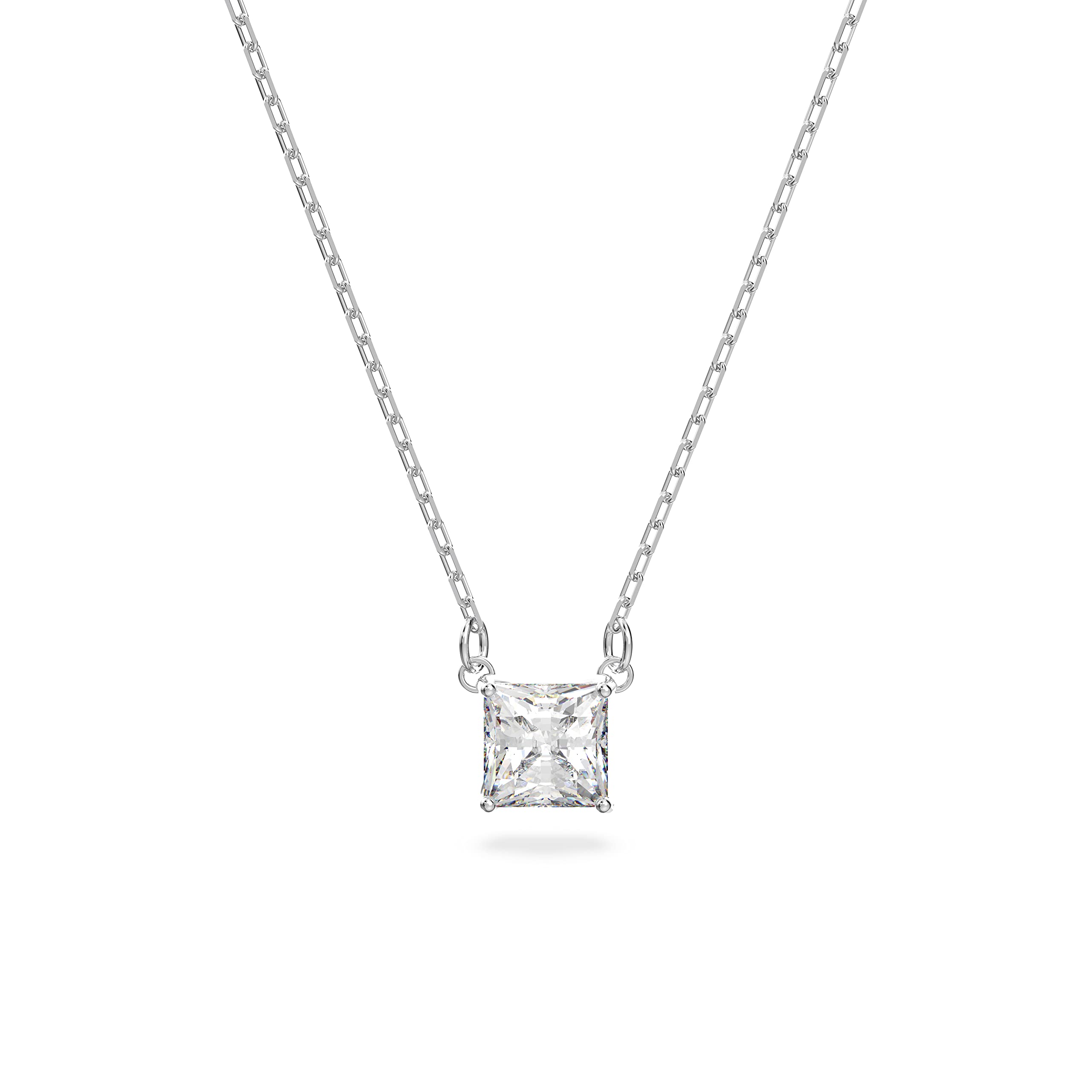 SwarovskiCollar Attract para Mujer, Cristal Blanco de Talla Cuadrada, con Baño de Rodio Colección Attract deSwarovski