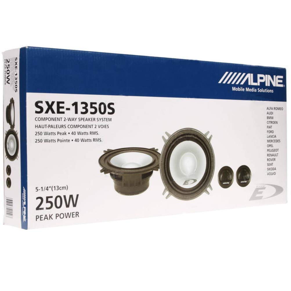 1 Kit Sistema de 2 vías Alpine SXE-1350S 13.00 cm 130 mm 5" Altavoces 40 vatios rms y 250 vatios MAX impedancia 4 ohmios sensibilidad 90 db, en Pares