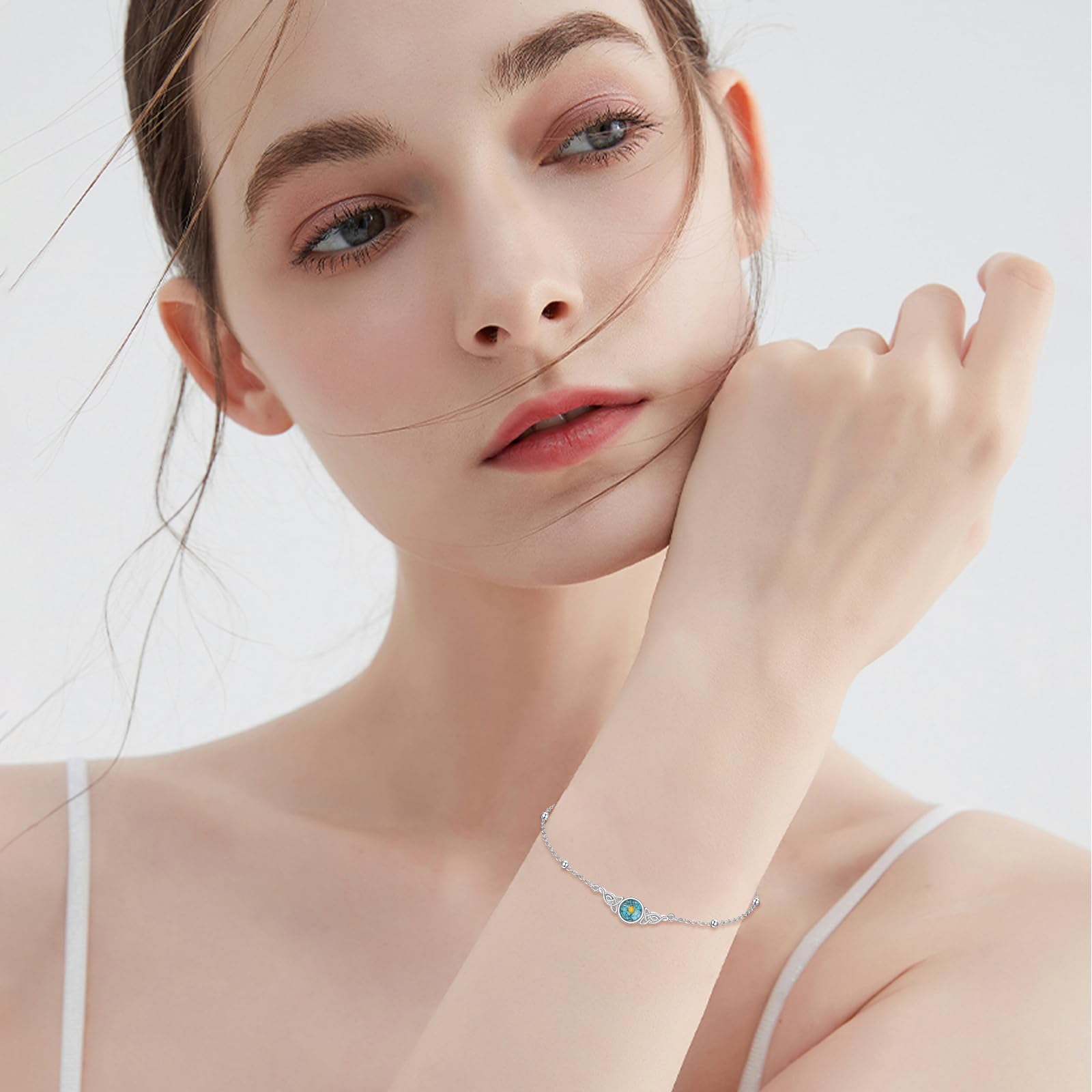 POPLYKE Sterling Silber Verstellbarer Mondstein Filigrane Armbänder Mondstein Schmuck für Frauen Geburtstagsgeschenk