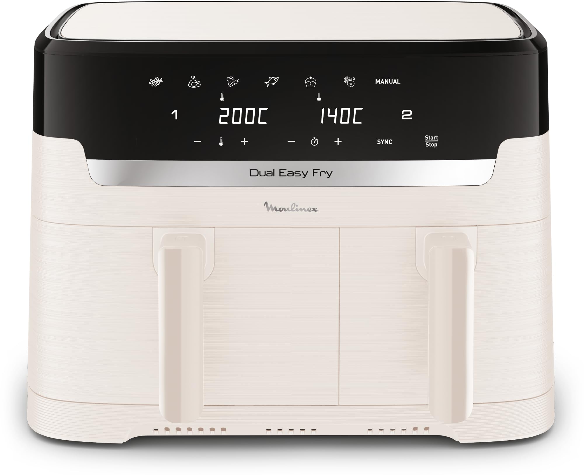 Moulinex Easy fry Collection Ivoire, 8L, Jusqu'à 8 personnes, 6 Programmes intuitifs, Air Fryer, Repas complet, synchronisation, Économie d'énergie, Application dédiée, EZ901AF0