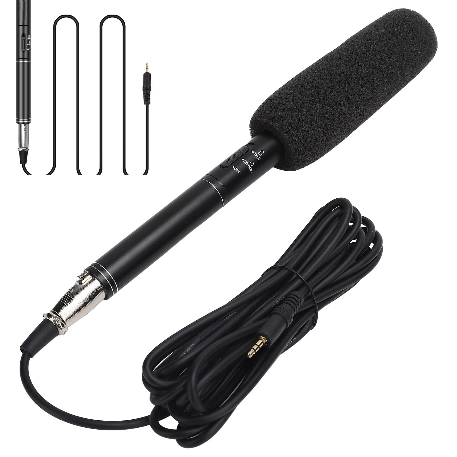 Micrófono para Entrevista con Cable, Micrófono Pequeño, Micrófono Pequeño, Micrófono con Cable, Micrófono Pequeño, Micrófono Enchufable, Micrófono para Entrevista De Mano(Longitud 28 cm.)