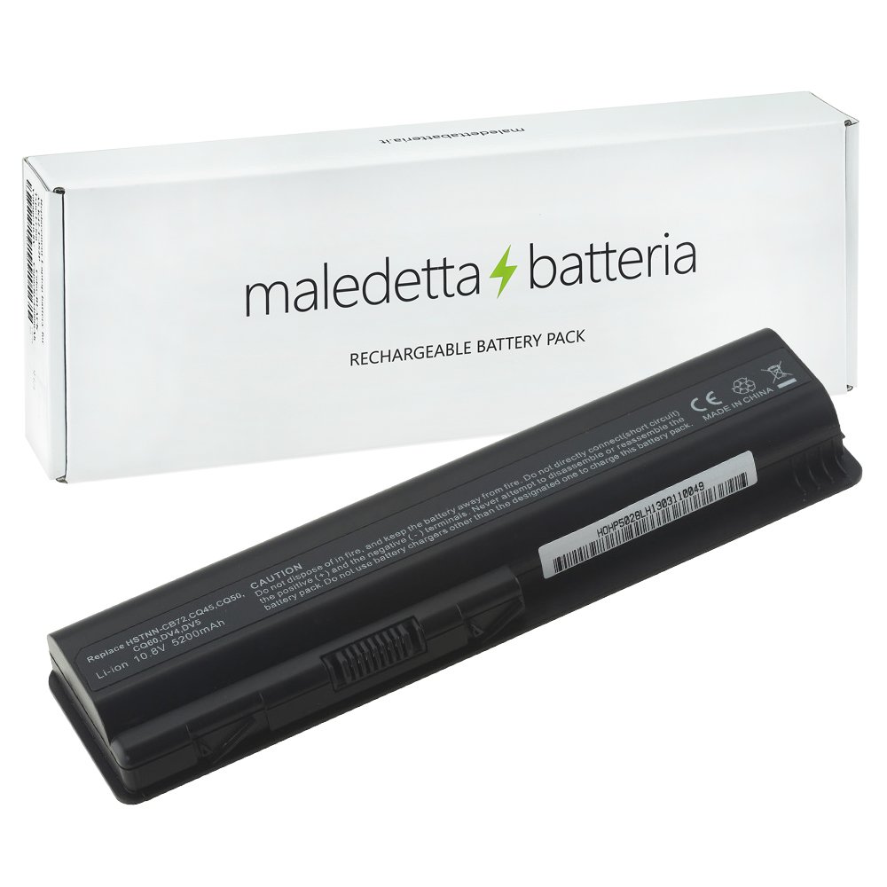 Batteria nuova Ricambio per HP Pavilion DV4 DV4-2000 DV5 DV6 DV6-2000 CQ40 CQ41 CQ45 CQ50 CQ60 CQ70 G50 G60 G60t G61 G70 G71, SOSTITUISCE 484170-001 Ev12 Ks524aa Ks526aa HSTNN-ib72 [5200mAh - 6 celle]