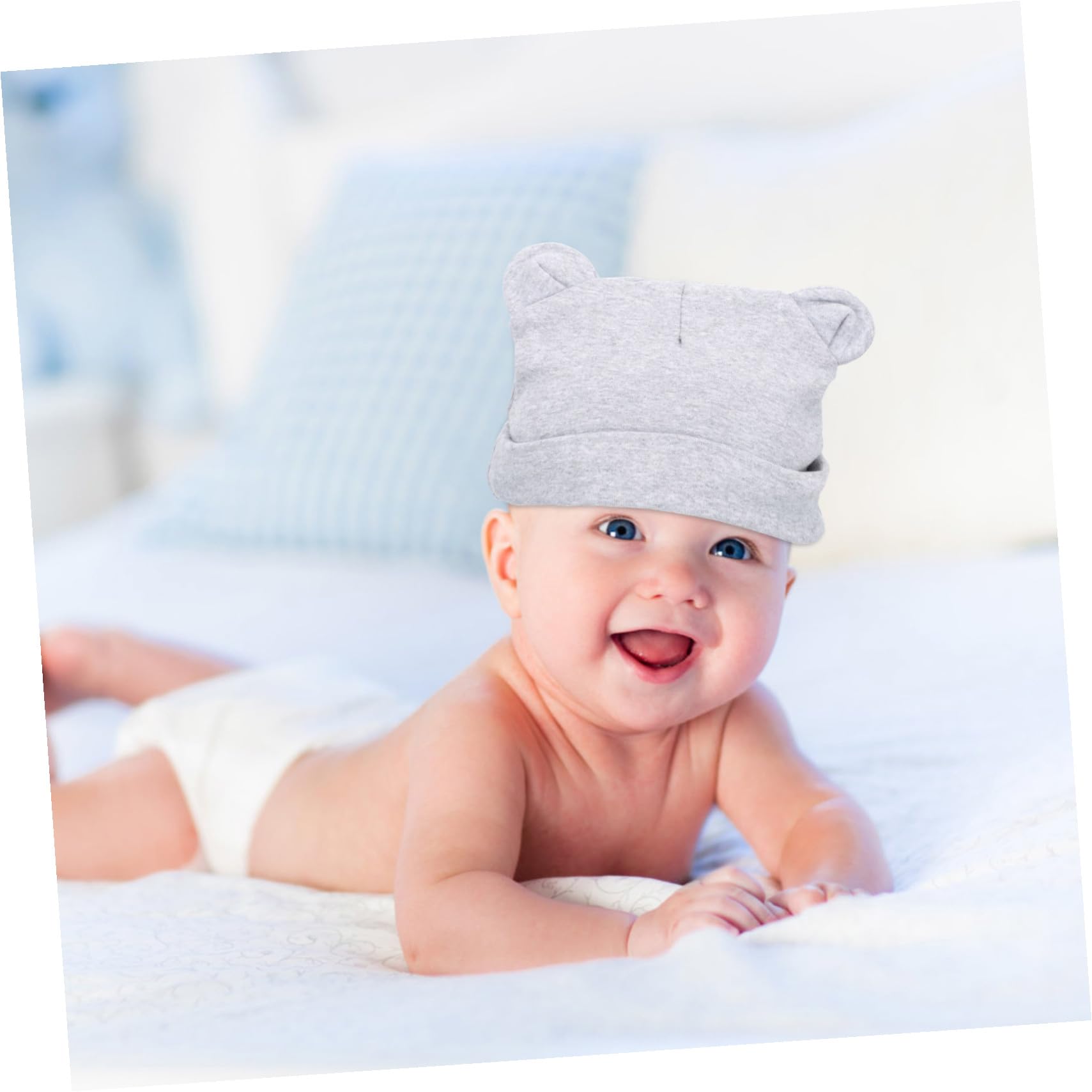 GALPADA 12piezas Gorro De Algodón para Niño Niña Pack De Sombreros Infantiles Orejas De Oso Protección Cómoda y Transpirable para Recién Nacidos Marino Denim Rayas