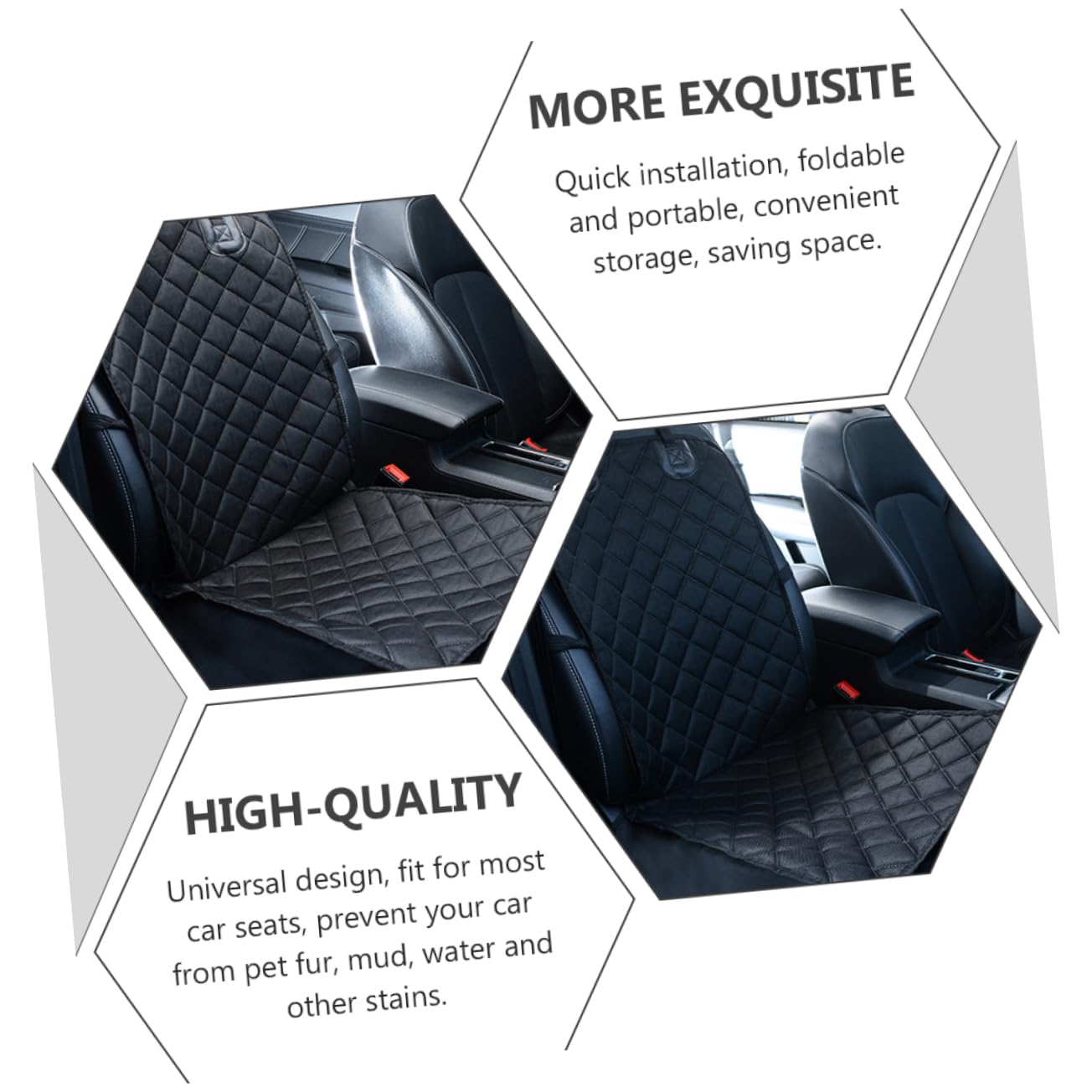 Cojín para Asiento de Coche para Perros Negro 600d Oxford | Funda para Mascotas en Coche, Instalación Sencilla y Formato Portátil, Protección Trasera