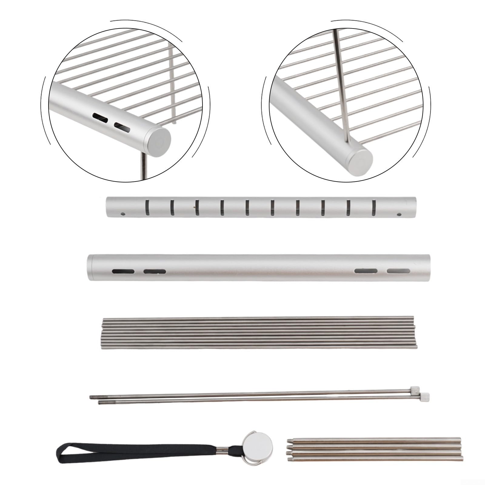 Parrilla de camping portátil de acero inoxidable ligera parrilla plegable de carbón con tubo de transporte para un fácil almacenamiento, ideal para cocinar al aire libre