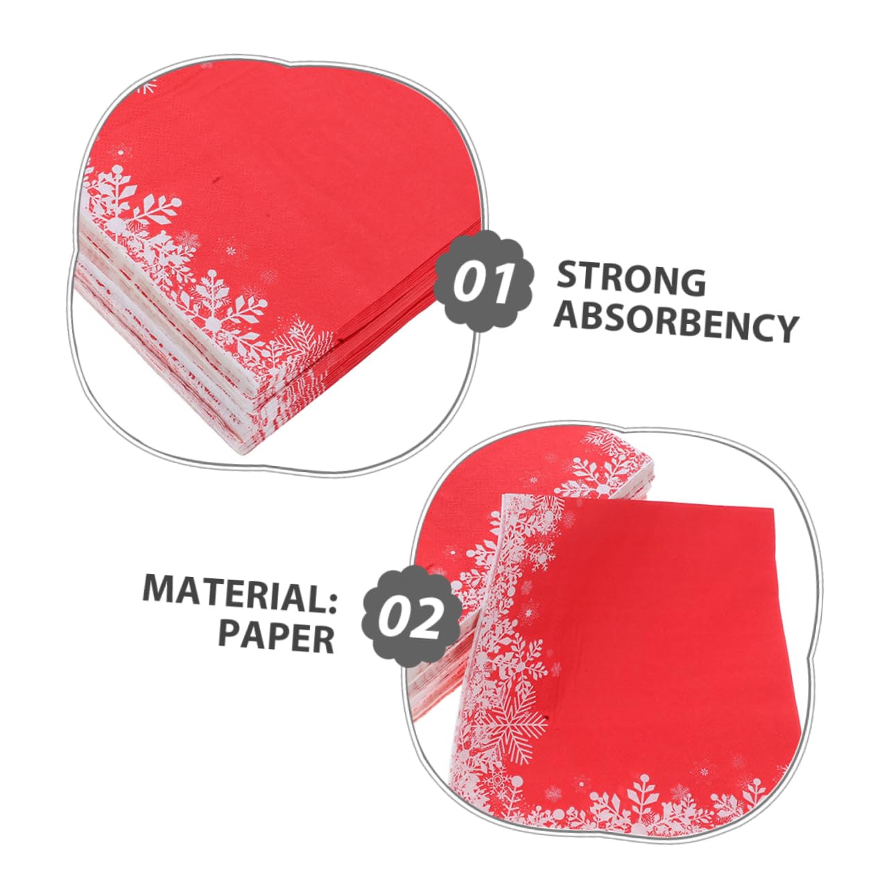 120piezas Pañuelos Para Fiestas Navideñas Servilletas De Papel Rojas De Desechables Para Cenas y Reuniones De