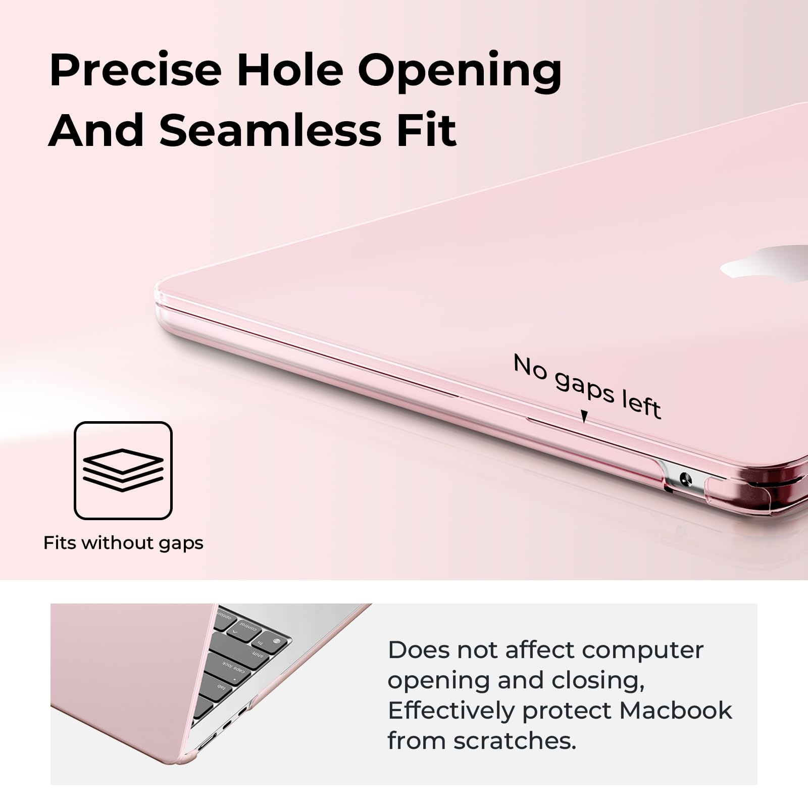 EooCoo Cover Compatibile con MacBook Air M4 M3 M2 15 Pollici 2025 2024 2023 A3241 A3114 A2941 con Touch ID, Custodia Rigide in Plastica Protection Mac Air 15.3 Superficie Liscia - Cristallo Rosa
