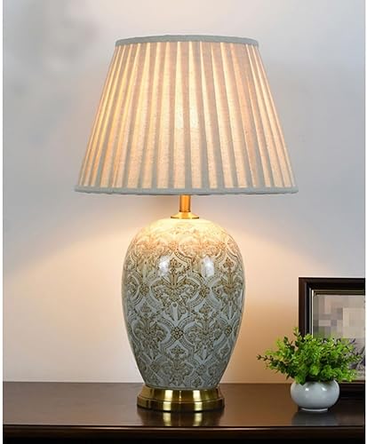 Miniatura 8 de Lamp for Desk Retro Ceramic Table Lamp Villa Living Room Large Side Table Corner Lamp Study Bedroom Bedside Lamp Desk Lamps for Home Office(Push