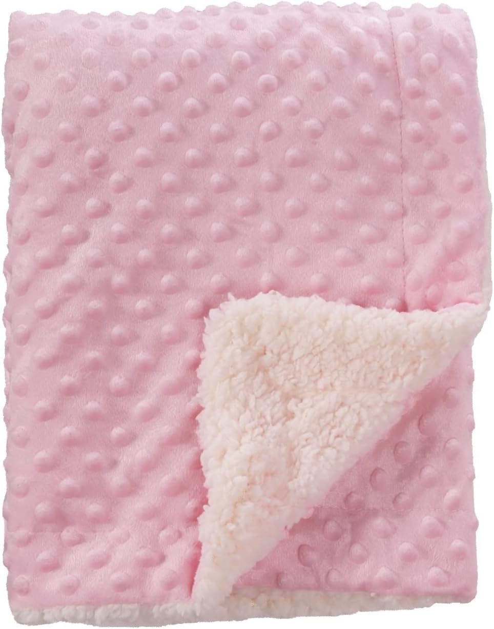 CREVENT Cozy Soft Fleece Warm Sherpa Backing Baby Throw Blanket for