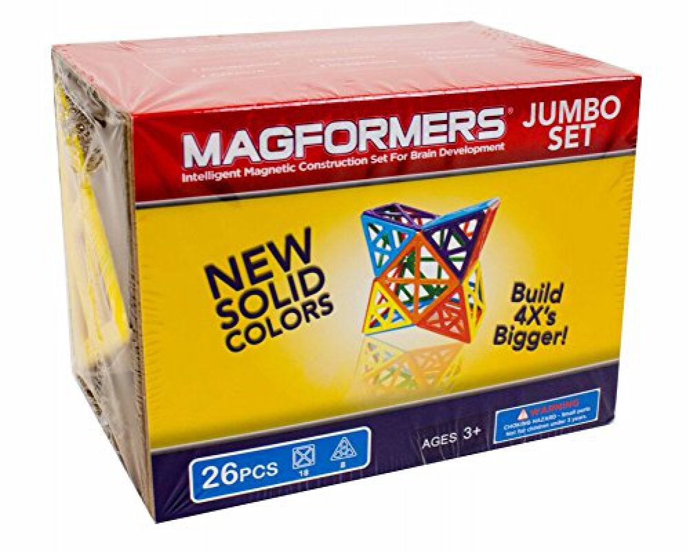 Magformers Jumbo Set (26-pieces) Large Magnetic Building Blocks, Educational Magnetic Tiles Kit , Magnetic Construction STEM Toy Set