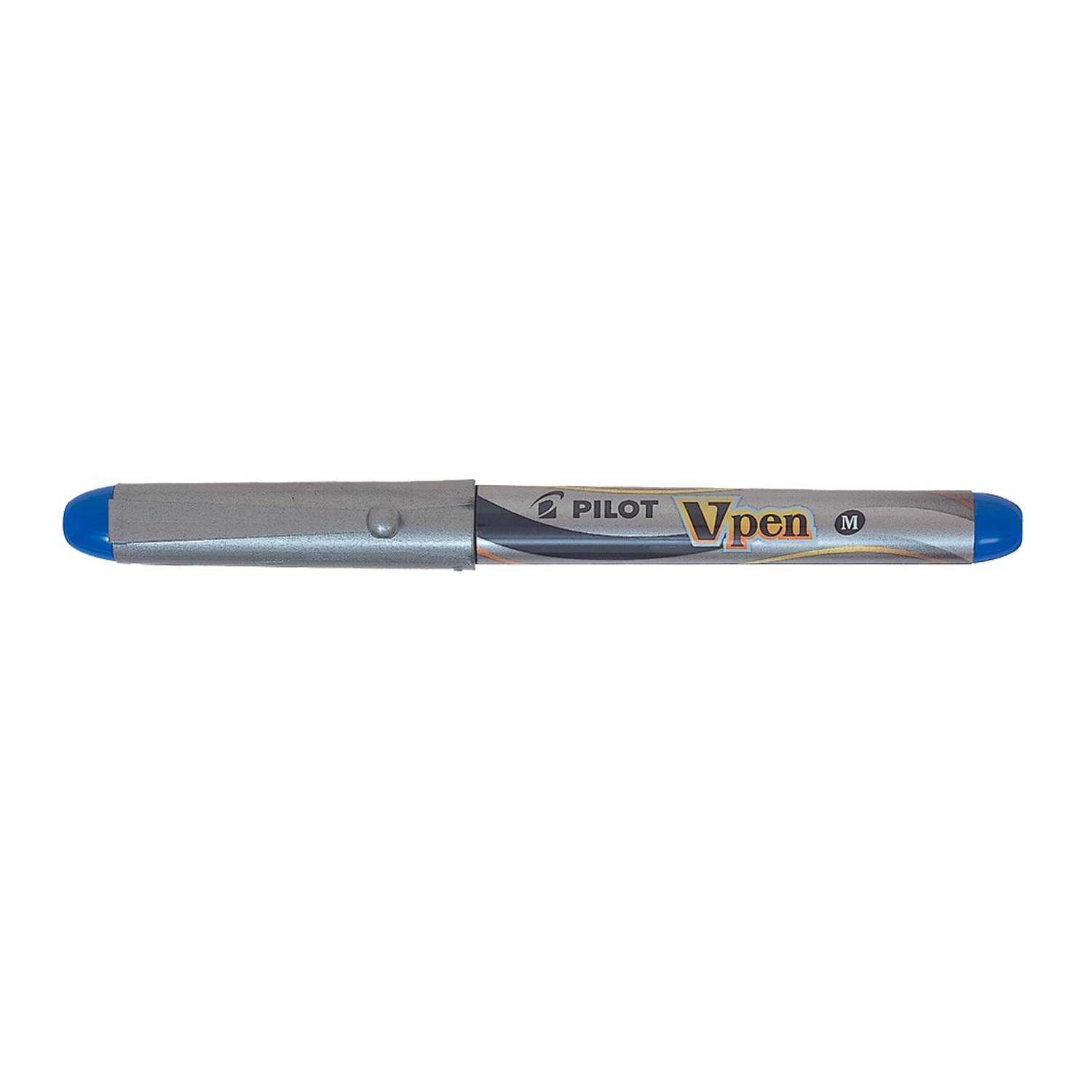 Pilot VPen Disposable Fountain Pen Silver Barrel 0.58 mm Tip - Blue, Single Pen