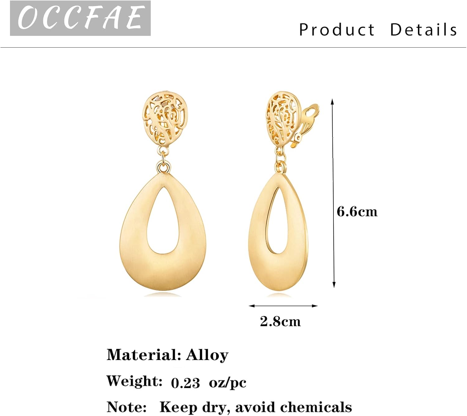 Metal Clip On Earrings for Women Non Pierced Dangle Drop Earrings Multiple Styles - Image 5