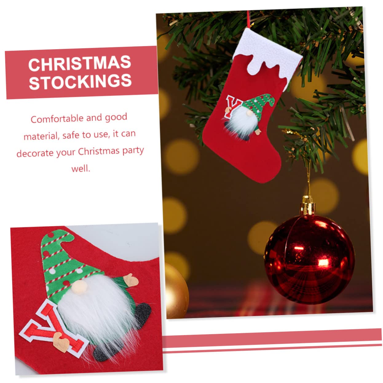 Cabilock 4 Sätze Gesichtsloser Weihnachtsstrumpf Weihnachtsfilzstrümpfe Weihnachtsvorrat Weihnachten Ornamente Urlaub Schöner Weihnachtsstrumpf Weihnachtsdekoration Vlies 3 Stück * 4