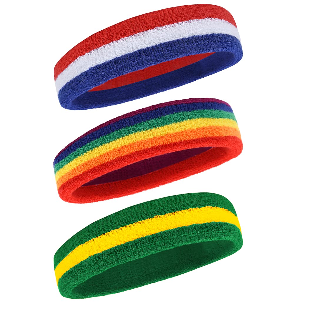 BEACE Sweatbands Sports Headband for Men &amp; Women - Moisture Wicking Athletic Cotton Terry Cloth Sweatband for Tennis, Basketball, Running, Gym, Working Out