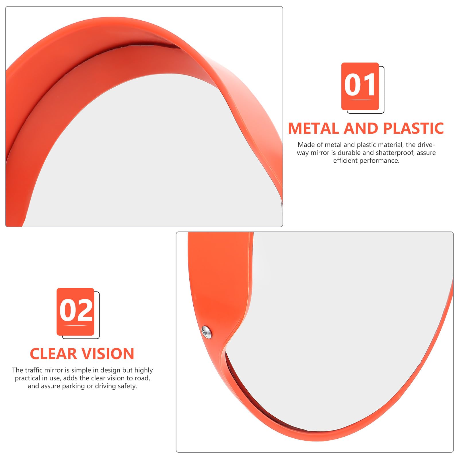 Miroir Convexe de Sécurité Grand Angle 30 Cm pour Intérieur et Extérieur en Plastique et Métal, Surveillance Complète et Résistant aux Températures Extrêmes