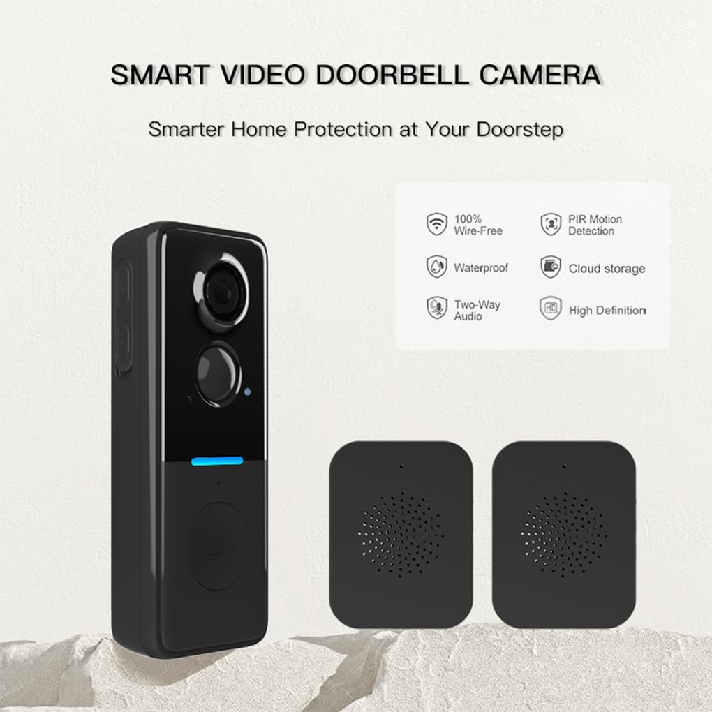 Timbre inalámbrico con cámara para casa Inteligente, comunicación bidireccional, Resistente al Agua, con vídeo, WiFi 2,4 GHz, Control Remoto, vídeo HD