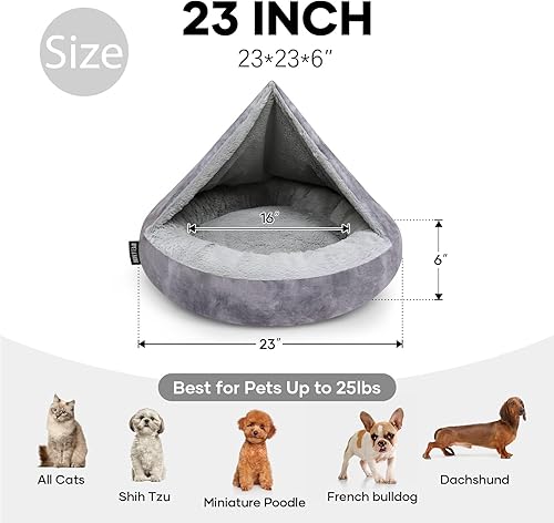 Miniatura 2 de Cama suave y acogedora para perros con manta con capucha, cálida y calmante para perros y gatos pequeños y medianos, parte inferior antideslizante y