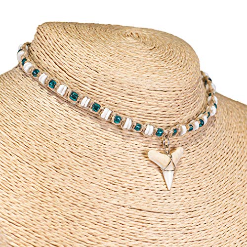 BlueRica Shark Tooth on Hemp Choker Necklace with Puka Shell Beads (3L)4