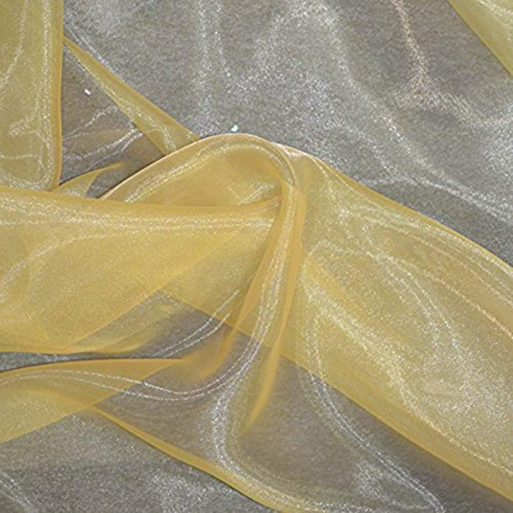 Pack of 5 Yard Bridal Solid Sheer Organza Fabric Bolt for Wedding Dress, Fashion, Crafts, Decorations Silky Shiny Organza 44" - (Gold)