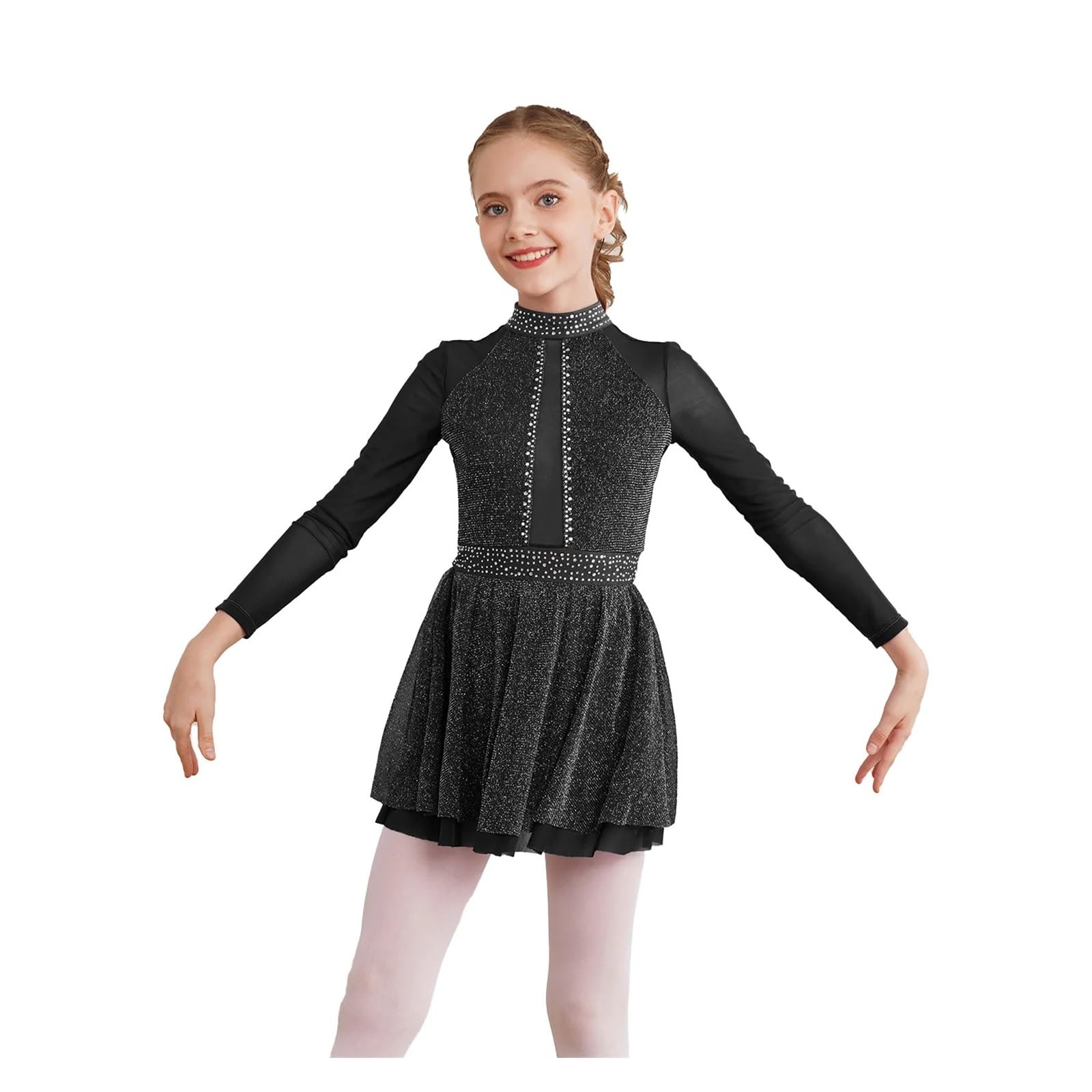 Vestito Da Pattinaggio Ragazza - Body Nero Per Ginnastica E Danza - Foto 6