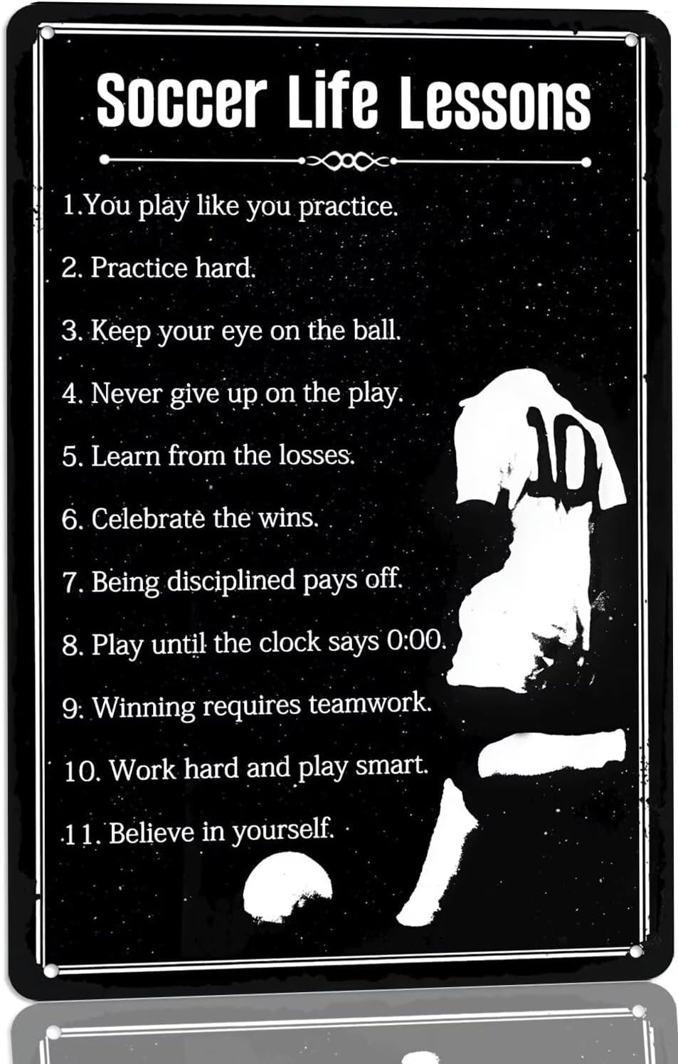Pivjhf Boys Signage Vintage Soccer Life Lessons Metal Tin Sign Soccer Sport Inspirational Quotes Tin Signs Soccer Art Poster Home Decor For Room Bedroom Garage Office 8X12 Inch