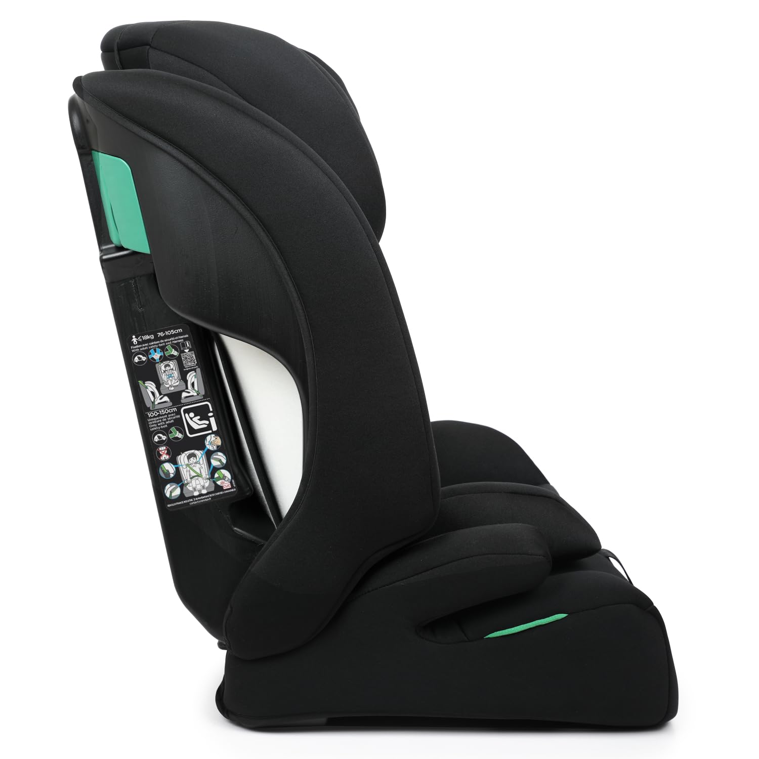 YORK Siège Auto Rehausseur I-Size 76-150 cm, Longue Durée, Évolutif, Équivalent Groupe 1/2/3, 9-36 kg, 15 Mois-12 Ans, Ceinturé, Réglable en Hauteur, Harnais Escamotable, Inclinable – Shadow