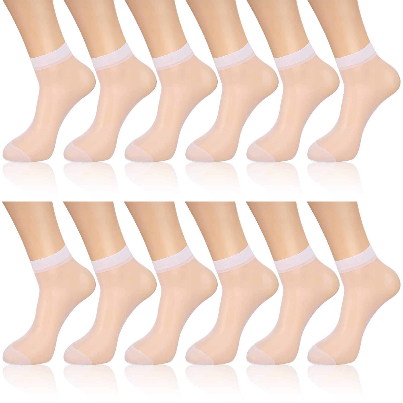 VIDSTW 6 paar zwarte zomersokken voor dames, korte nylon