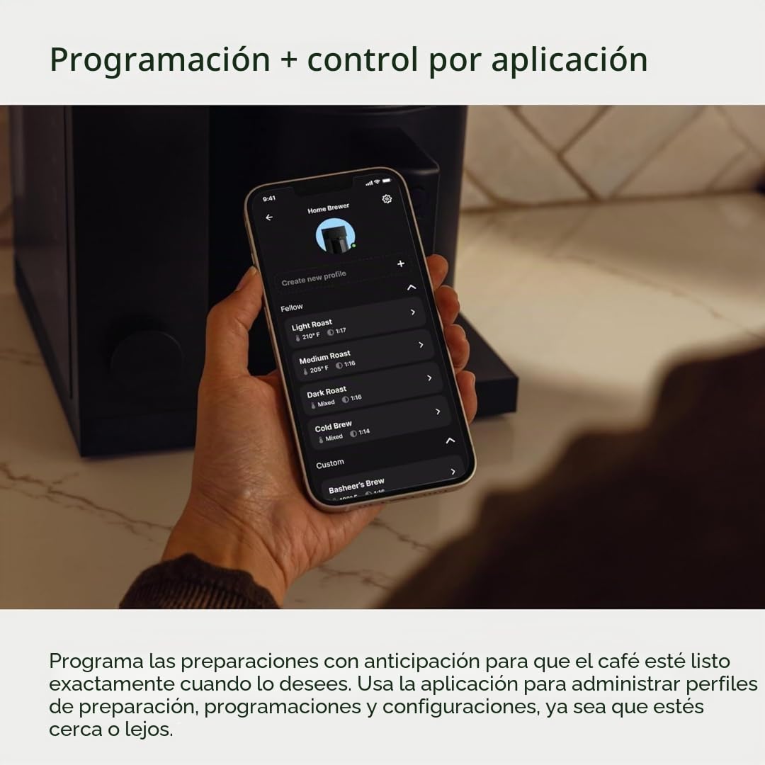 Fellow Cafetera de precisión Aiden - Jarra tipo termo para 10 tazas, ayuda para la elaboración integrada, programación, depósito de agua extraíble, blanco mate