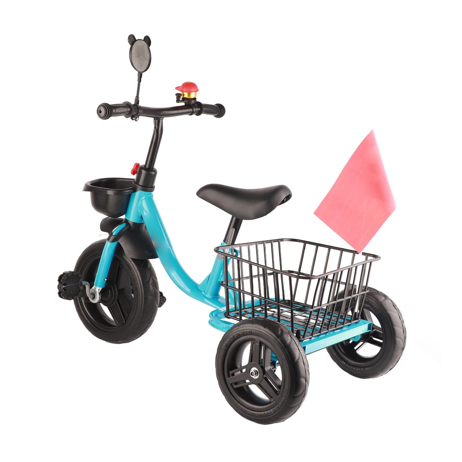 Triciclo para Niños con Cestas de Almacenamiento Delanteras y Traseras, Diseño Bonito y Cómodo para Niños de 2 a 6 Años, Material Metálico (Azul)