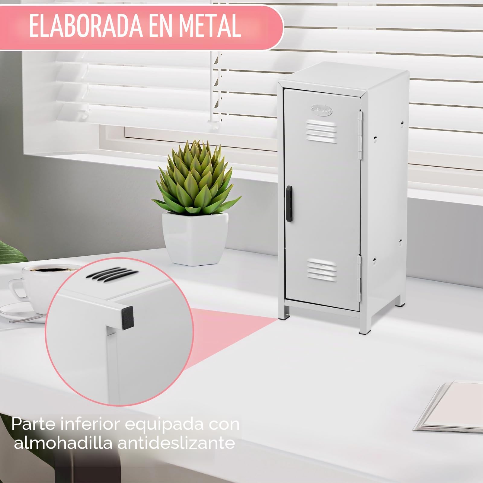 Mini taquilla con cerradura y llave, 27,5 x 10,5 x 10,5 cm, metal roto, pequeño almacenamiento de escritorio, portátil, con compartimentos, para niñas y niños