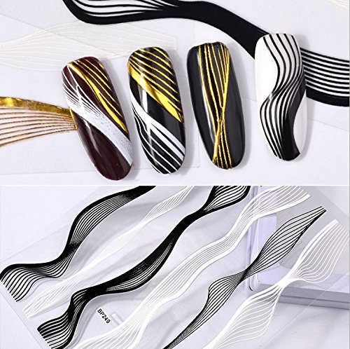 WOIWO 2PCS 3D Gold Metal Stickers,Nail Applique DIY Stereo Paste, Nail Tips Decorations