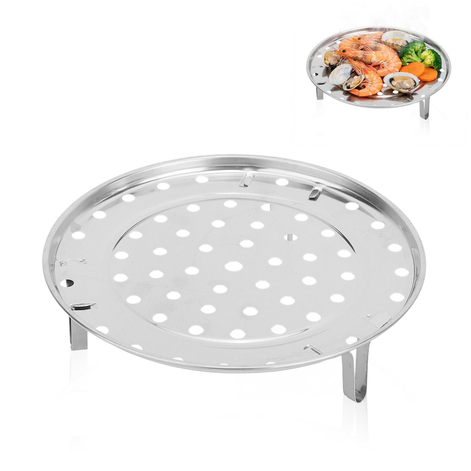 Kukyller Steamer Rack,Cooking Rack Round 304 Stainless Steel Steam Holder Shelf for Pots Pans Crock Pots (Medium diameter 24cm)