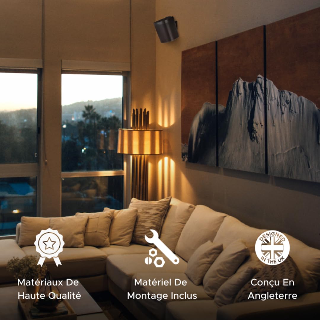 Sound bass Support Mural pour Sonos One, One Gen 2, One SL, Play:1, Noir, Simple, Compatible avec Sonos One, One Gen 2, One SL et Play 1