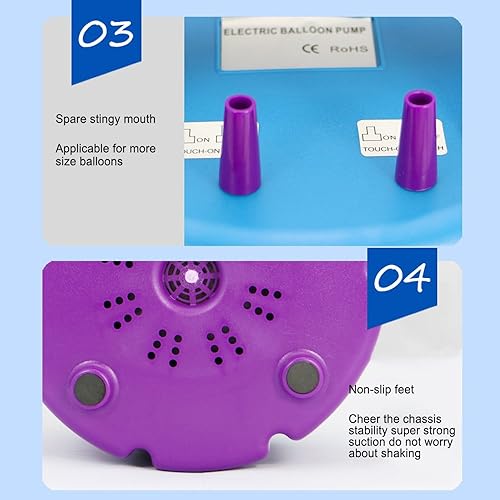 Miniatura 5 de Bomba eléctrica de globo con 4 boquillas, portátil de 110 V, 900 W, inflador de globos para decoración de globos, arco de globos, soporte de columna