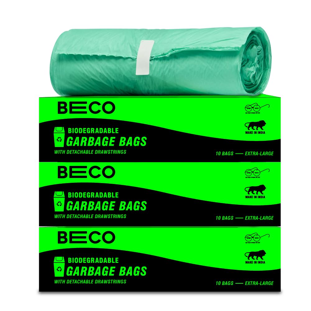 Beco Eco Friendly Garbage Bags for Dustbin | XL 30 X 37 Inches | Pack of 3 | Green-picture-27