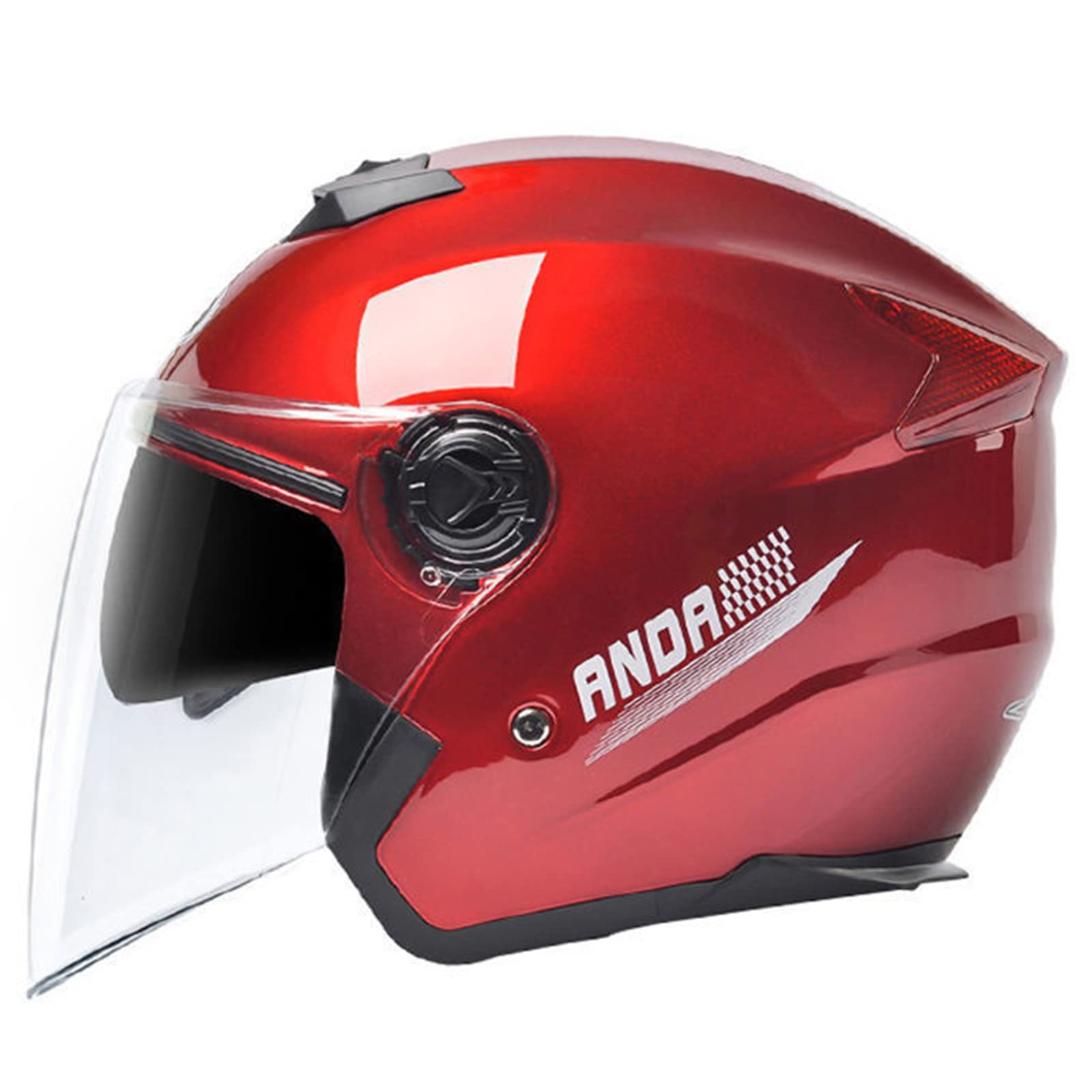 Casco Moto Aperto 3/4 con Doppia Visiera Uomo Donna Casco Integrale per Adulti Cruiser Scooter ATV Street Bike Chopper Casco Approvato ECE/DOT,Rosso,One Size