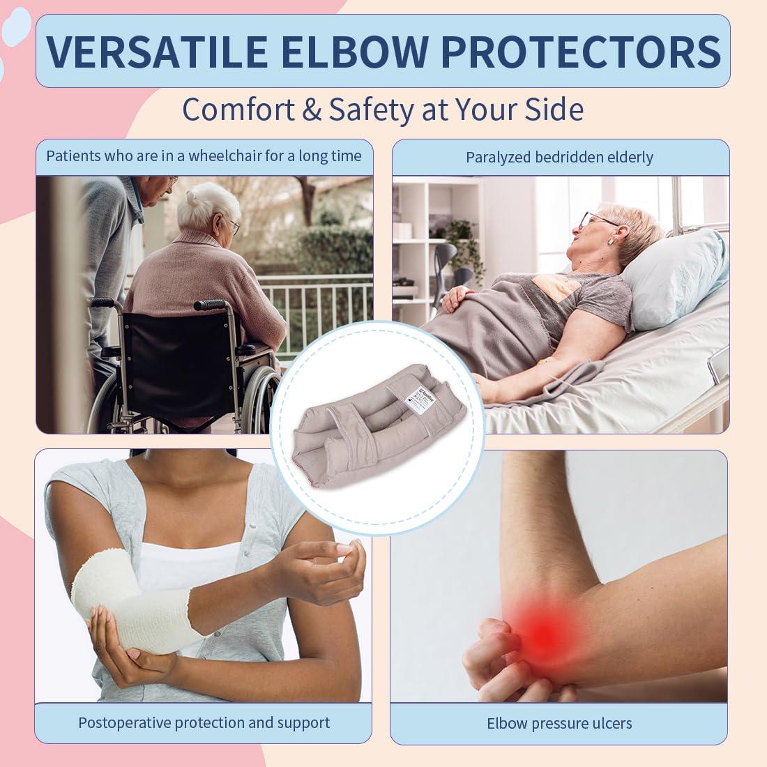 EZ Assistive Coderas protectoras de soporte de codo para ancianos y pacientes postrados en cama, protector de codo con espuma suave, 1 unidad
