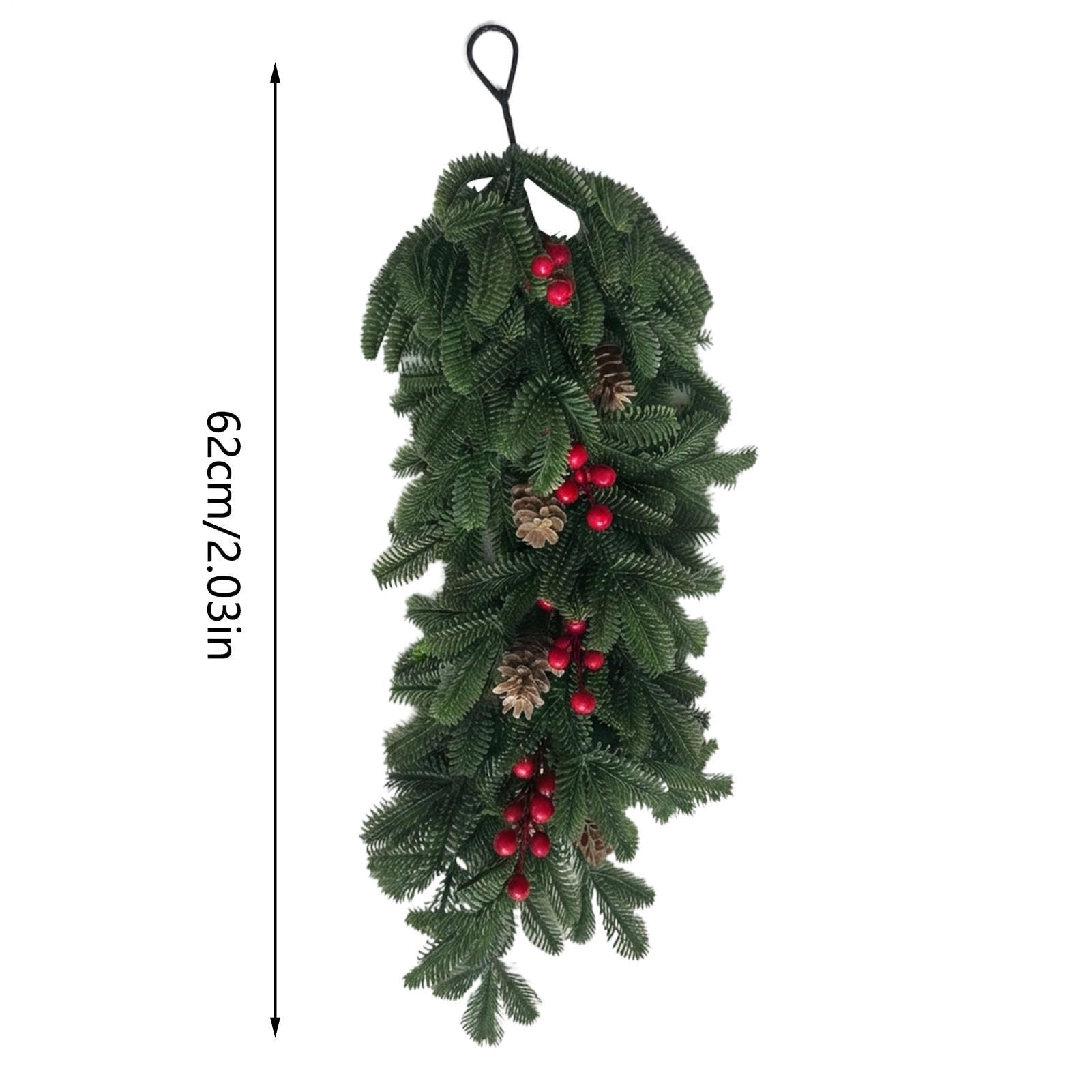 Guirlande de Cheminée Noël Tige de Houx Rouge et Baies pour Décorations de